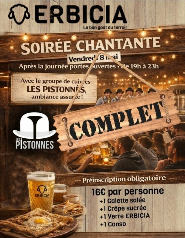 Soirée Chantante Erbicia 8 mai Complet